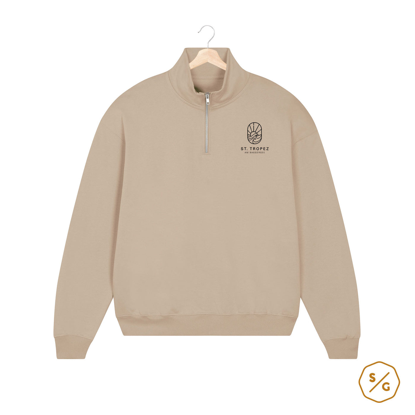 BESTICKTER HALF-ZIP SWEATER • ST. TROPEZ AM BAGGERSEE