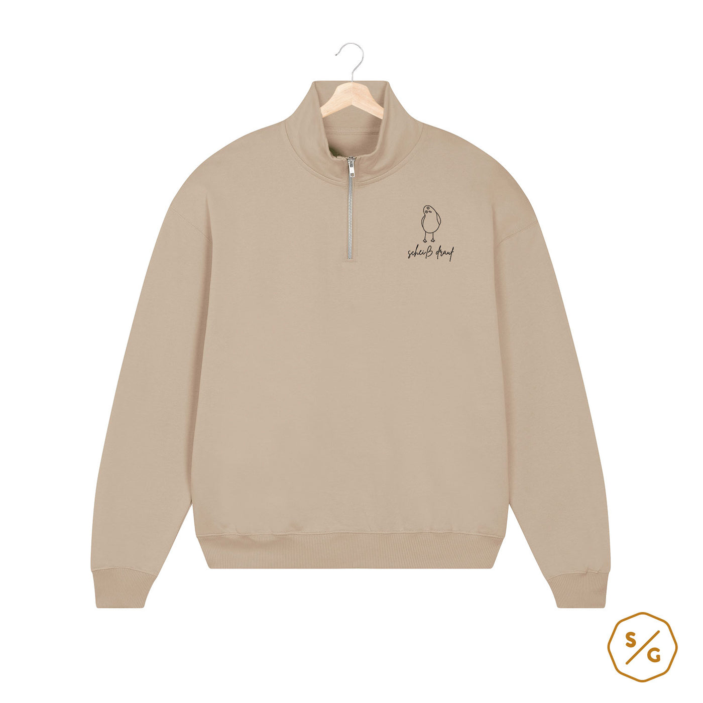 EMBROIDERED HALF-ZIP SWEATER • SCHEISS DRAUF