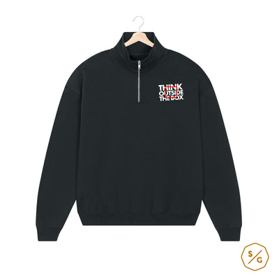 BESTICKTER HALF-ZIP SWEATER • THINK OUTSIDE THE BOX