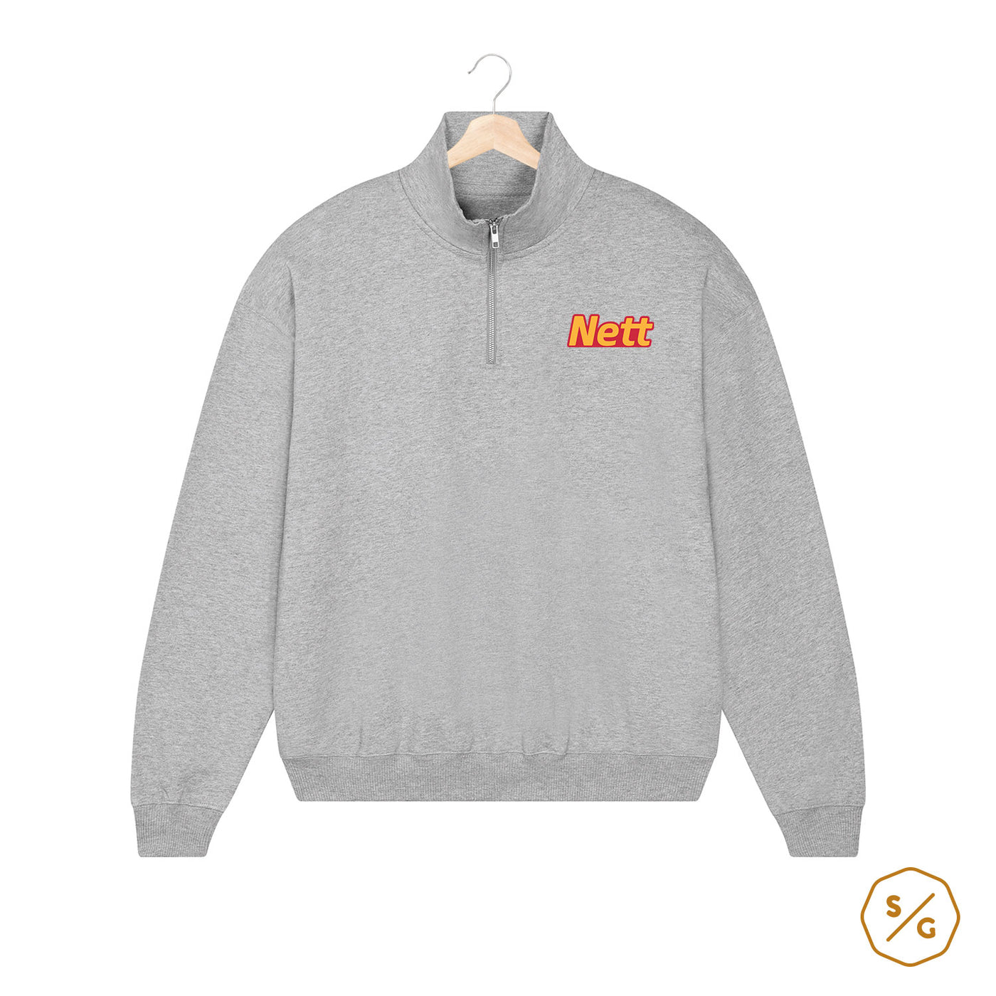 EMBROIDERED HALF-ZIP SWEATER • NETT