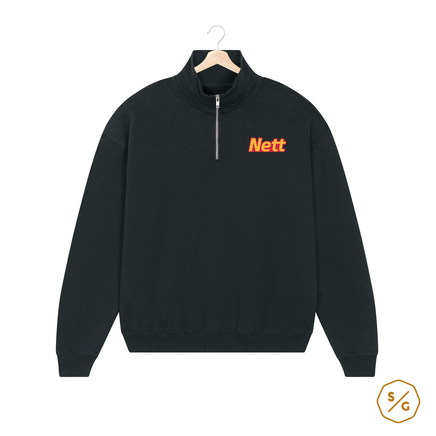 EMBROIDERED HALF-ZIP SWEATER • NETT