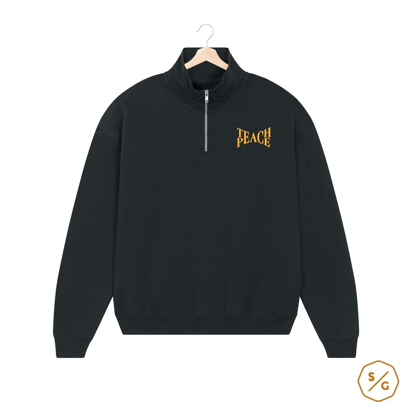 BESTICKTER HALF-ZIP SWEATER • TEACH PEACE