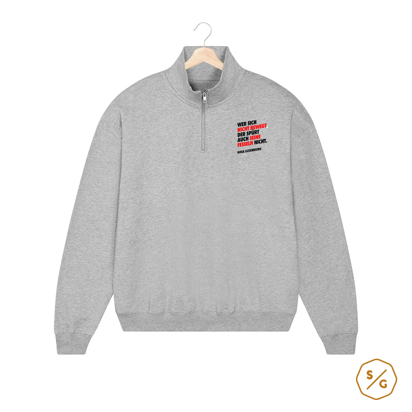 EMBROIDERED HALF-ZIP SWEATER • WER SICH NICHT BEWEGT