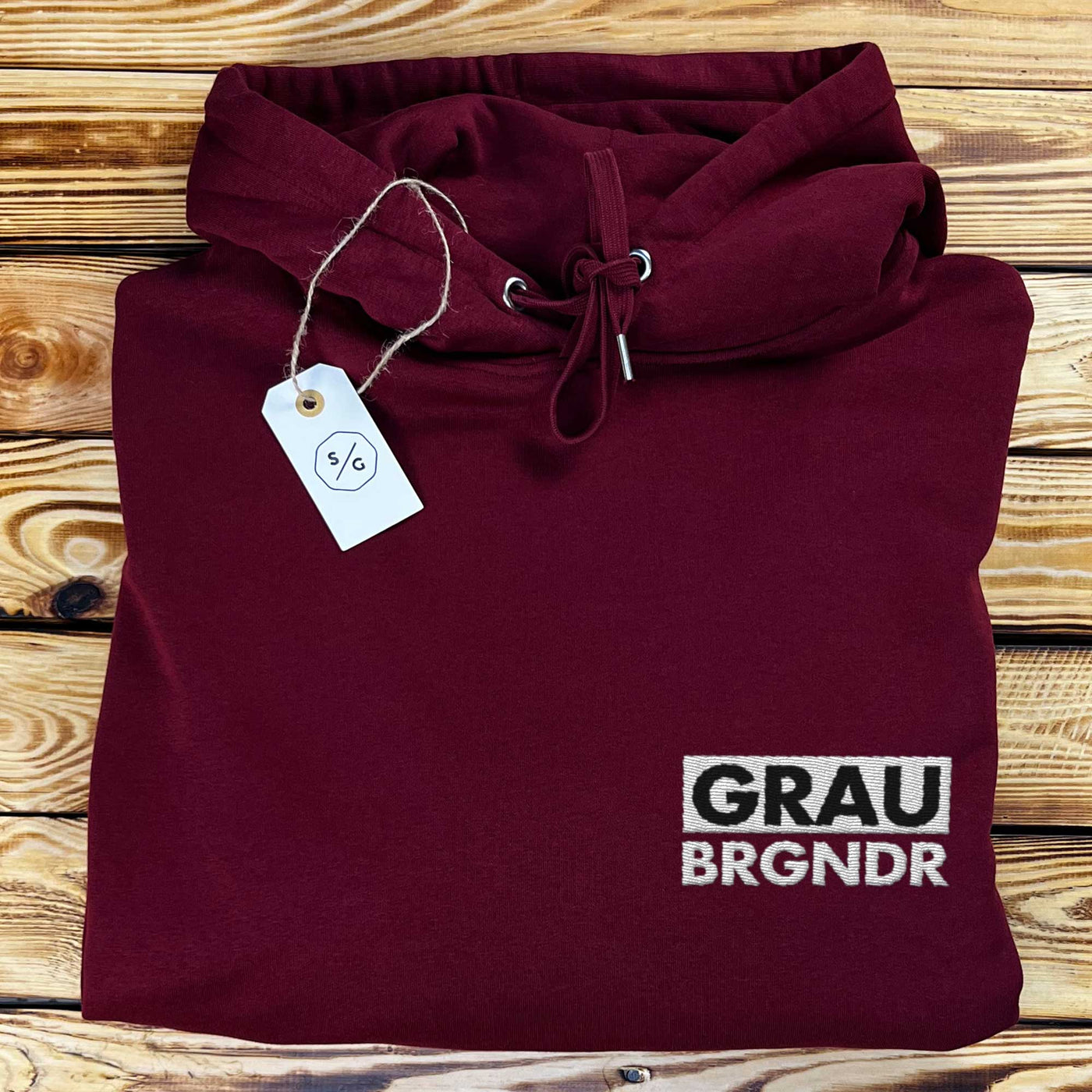 BESTICKTER HOODIE OVERSIZED • GRAU BRGNDR