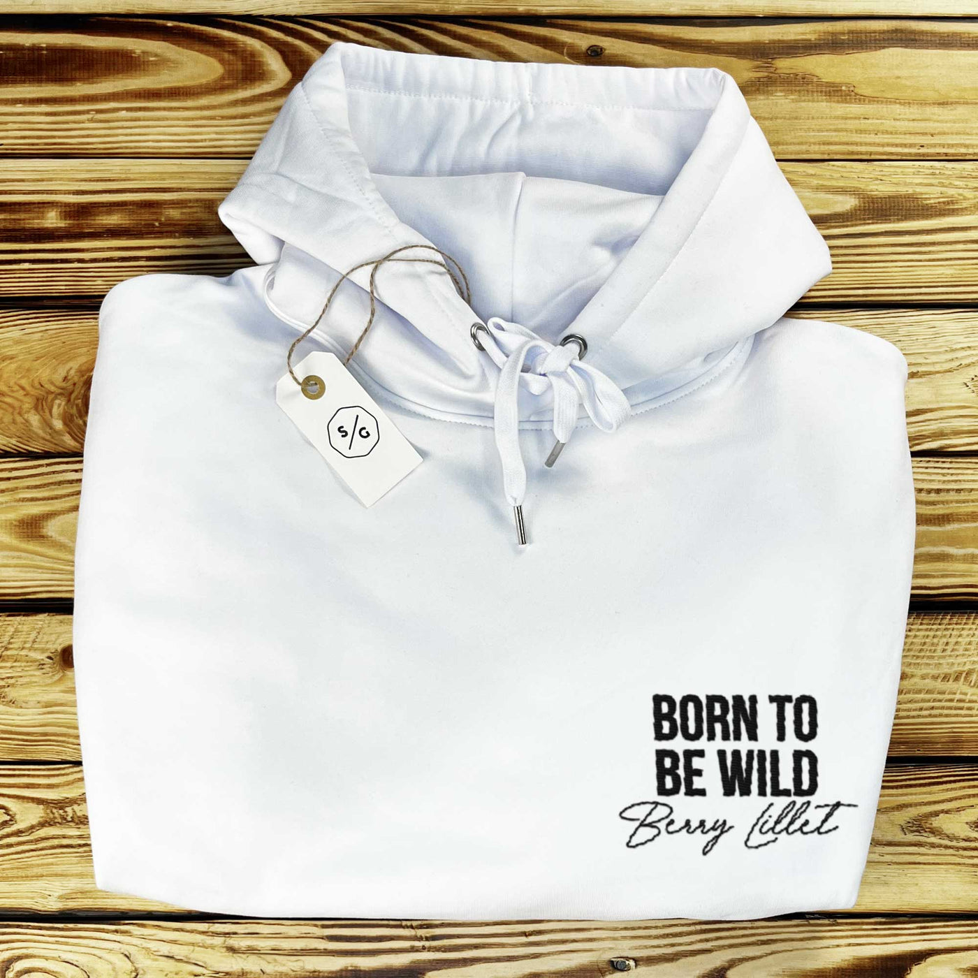 BESTICKTER HOODIE • BORN TO BE WILDBERRY LILLET