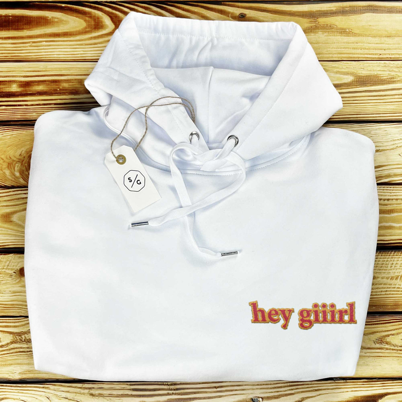 EMBROIDERED HOODIE • HEY GIRL