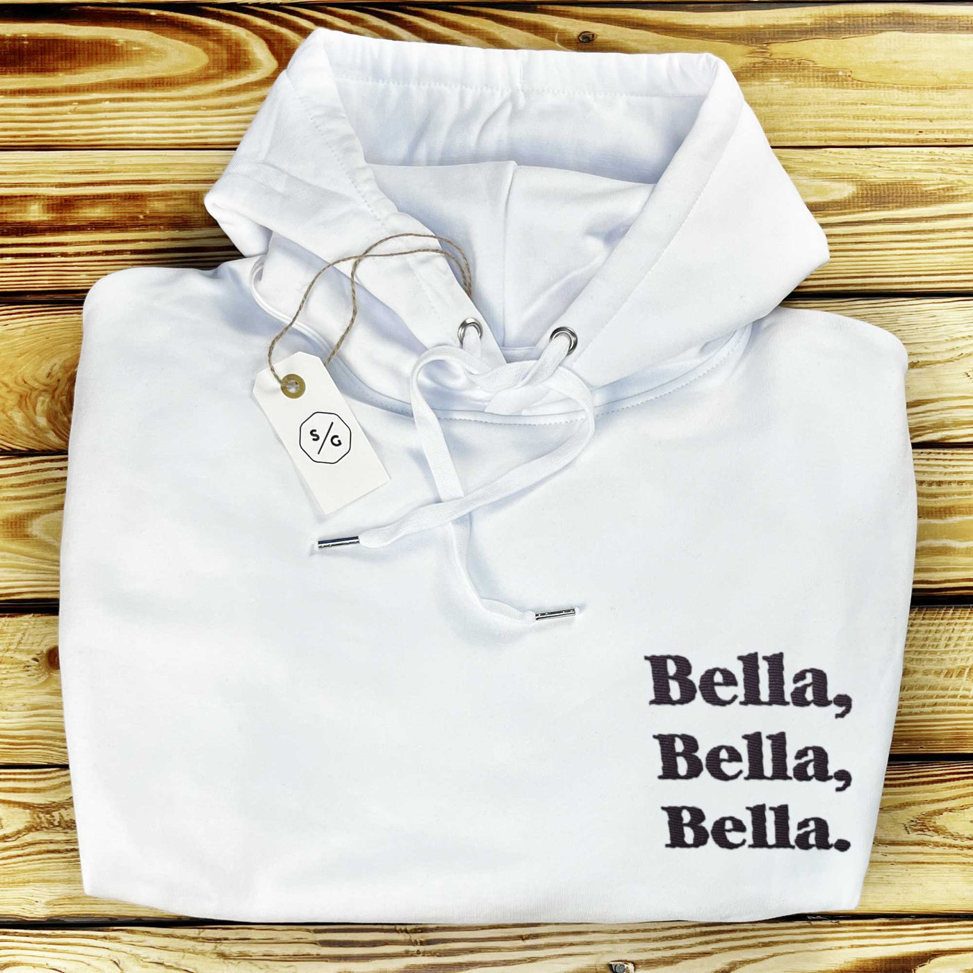 EMBROIDERED HOODIE • BELLA, BELLA, BELLA