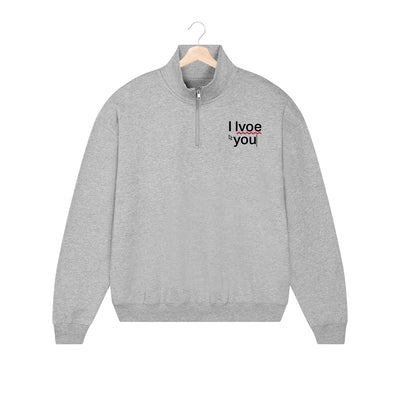 EMBROIDERED HALF-ZIP SWEATER • I LVOE YOU