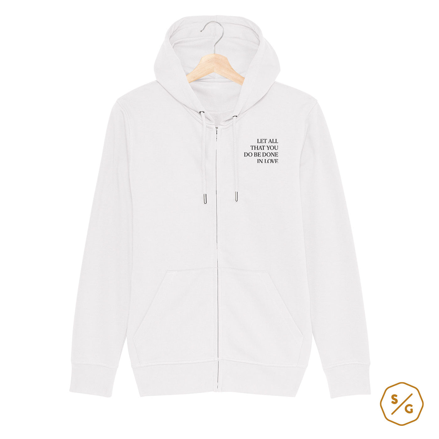 BESTICKTER ZIPPER HOODIE • LET ALL THAT YOU DO BE DONE IN LOVE