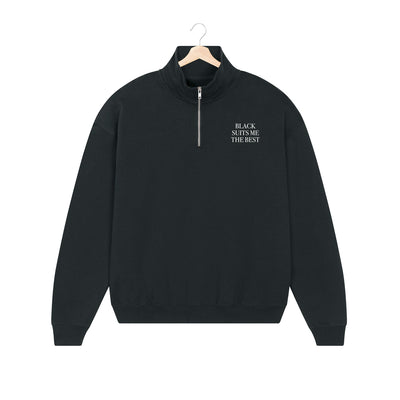 BESTICKTER HALF-ZIP SWEATER • BLACK SUITS ME THE BEST