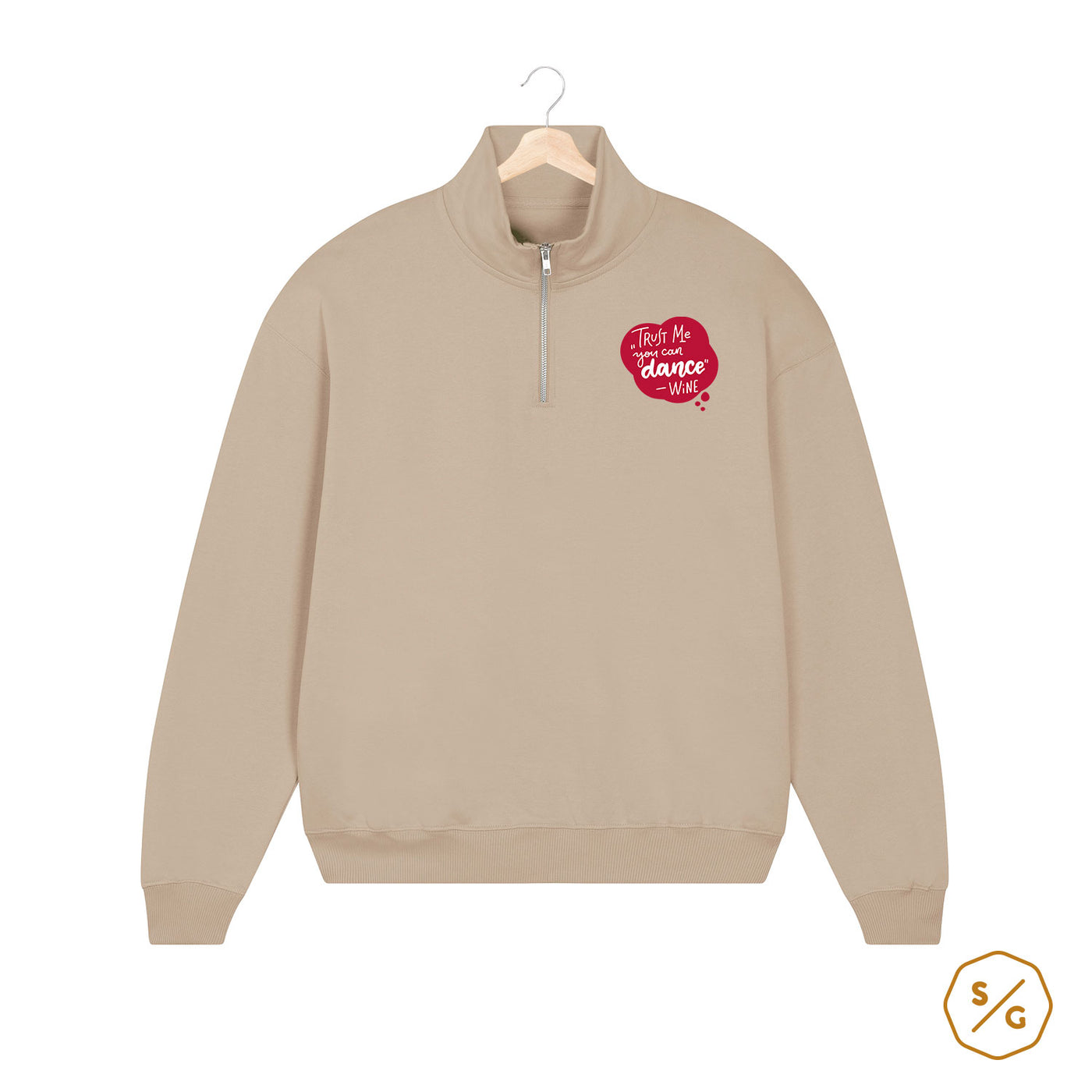 EMBROIDERED HALF-ZIP SWEATER • TRUST ME YOU CAN DANCE - WINE