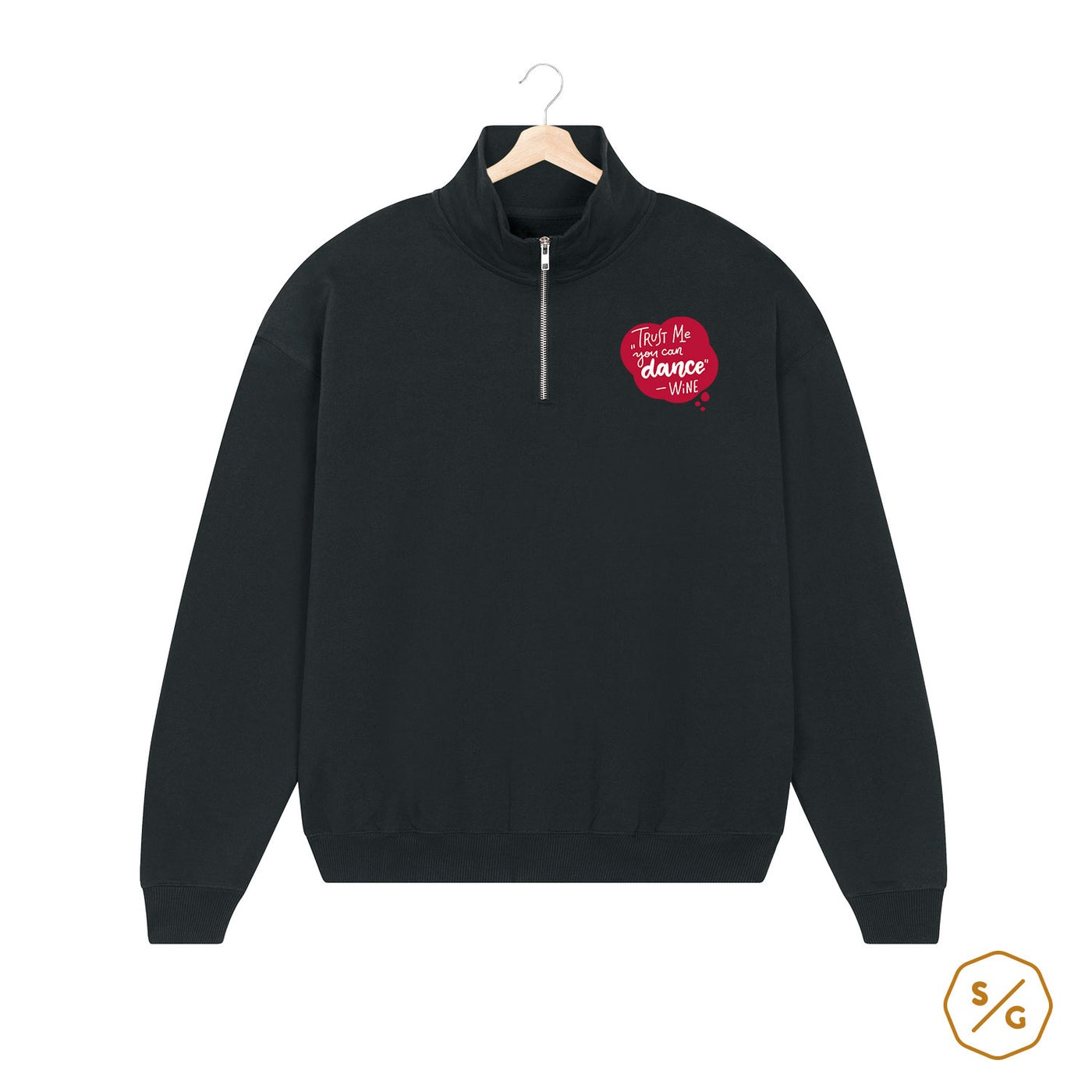 EMBROIDERED HALF-ZIP SWEATER • TRUST ME YOU CAN DANCE - WINE