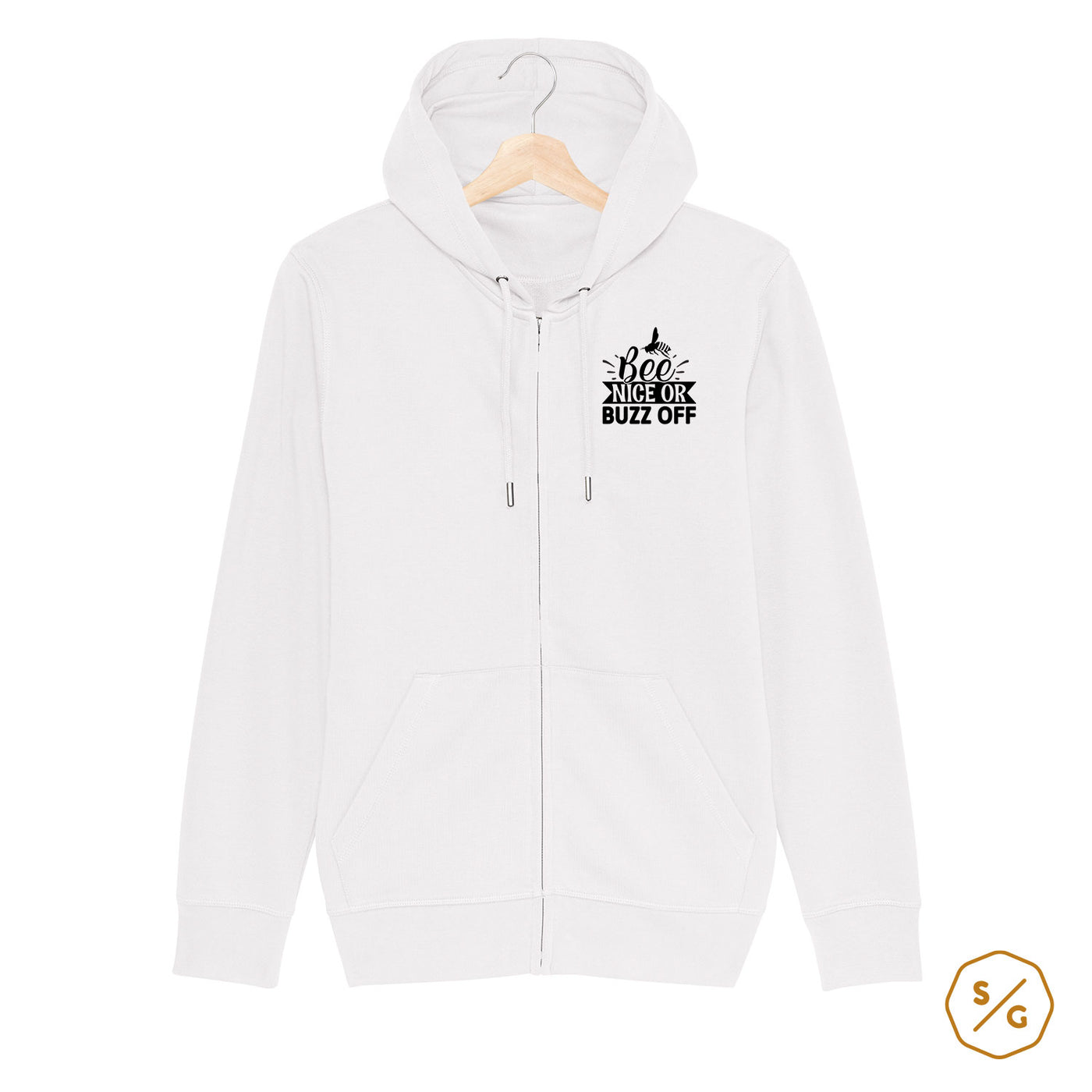 BESTICKTER ZIPPER HOODIE • BEE NICE OR BUZZ OFF