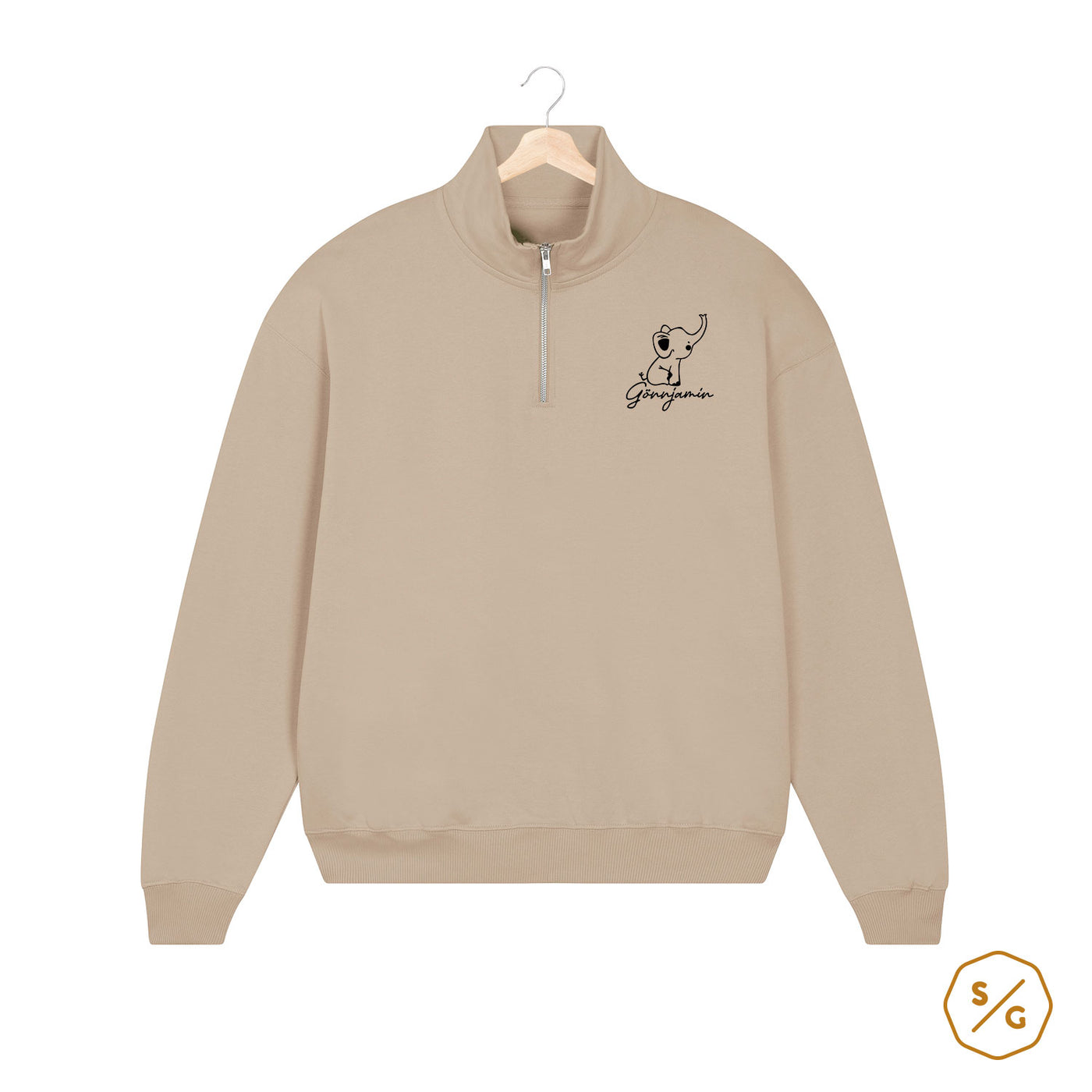 EMBROIDERED HALF-ZIP SWEATER • GÖNNJAMIN