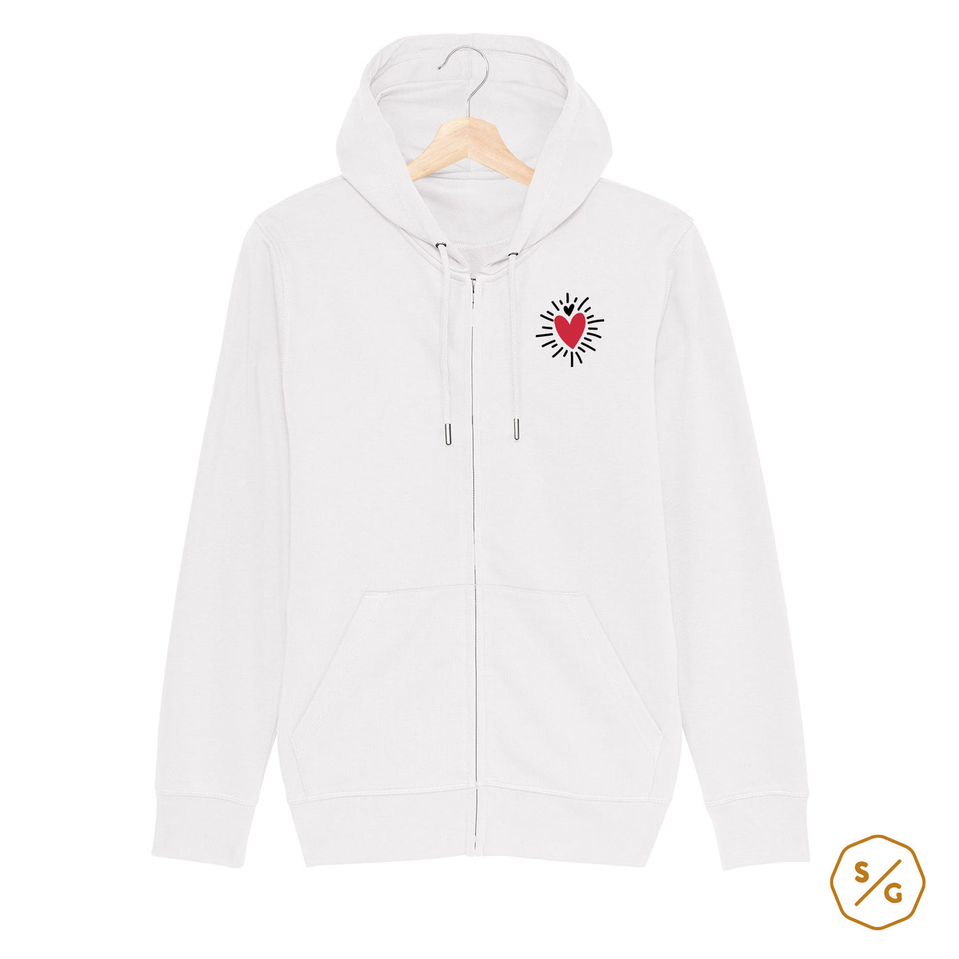 EMBROIDERED ZIPPER HOODIE • SHINING HEART