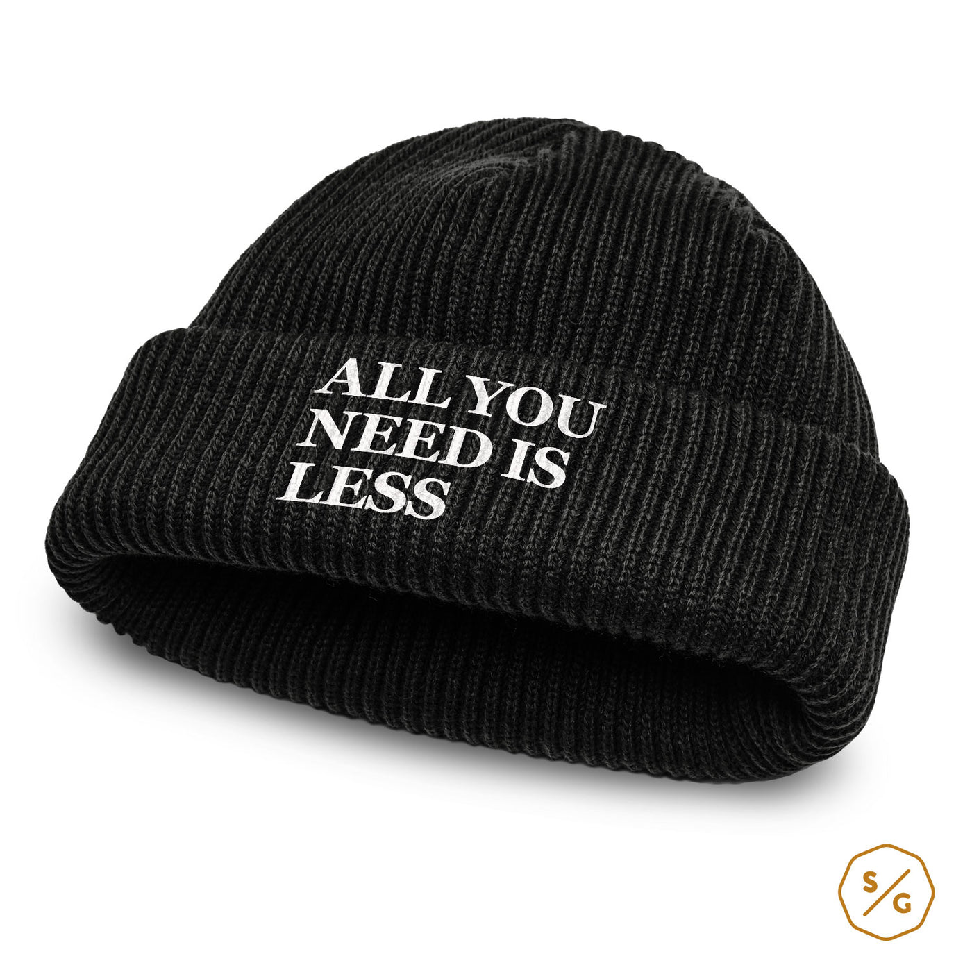 BESTICKTE BEANIE • ALL YOU NEED IS LESS