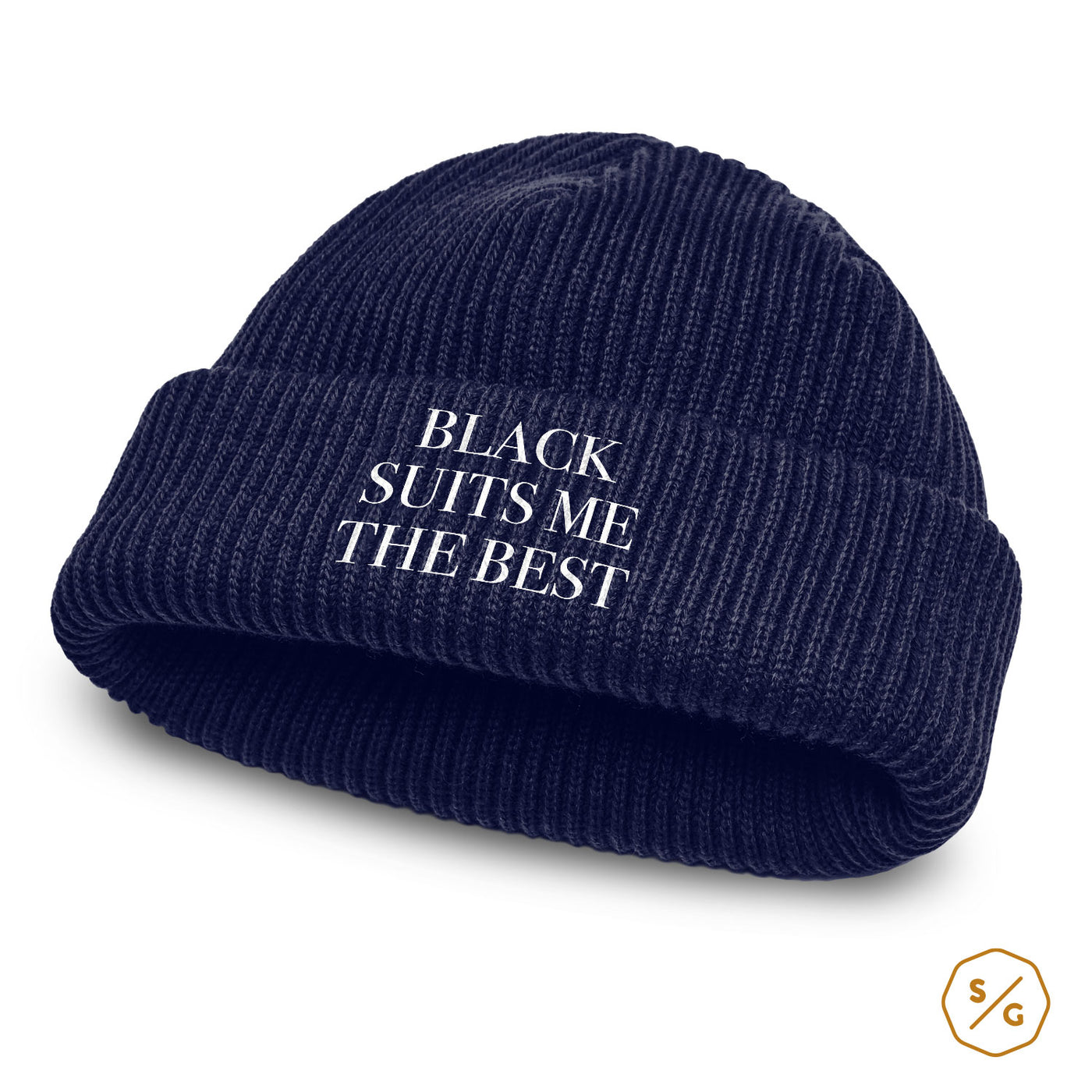 BESTICKTE BEANIE • BLACK SUITS ME THE BEST