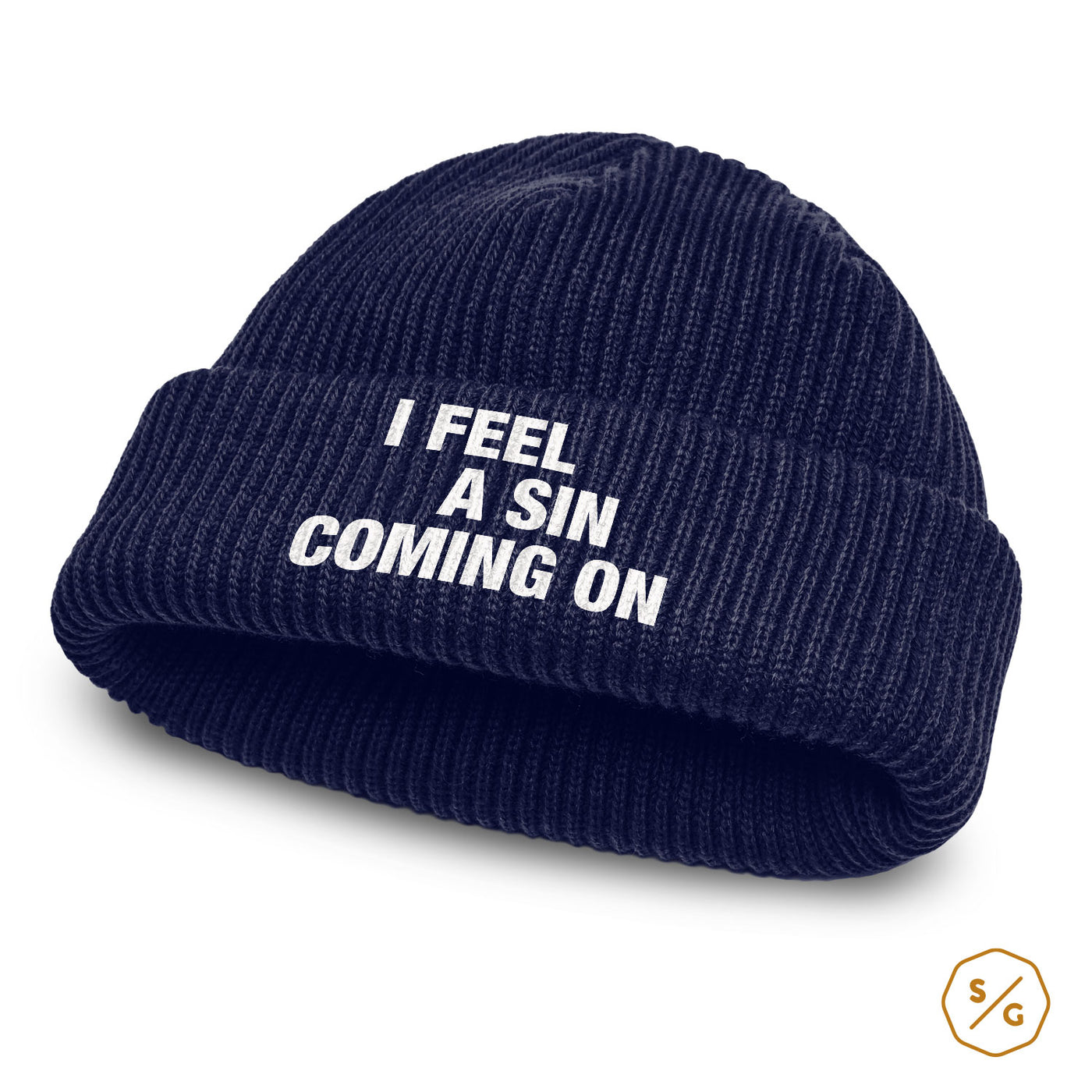 BESTICKTE BEANIE • I FEEL A SIN COMING ON