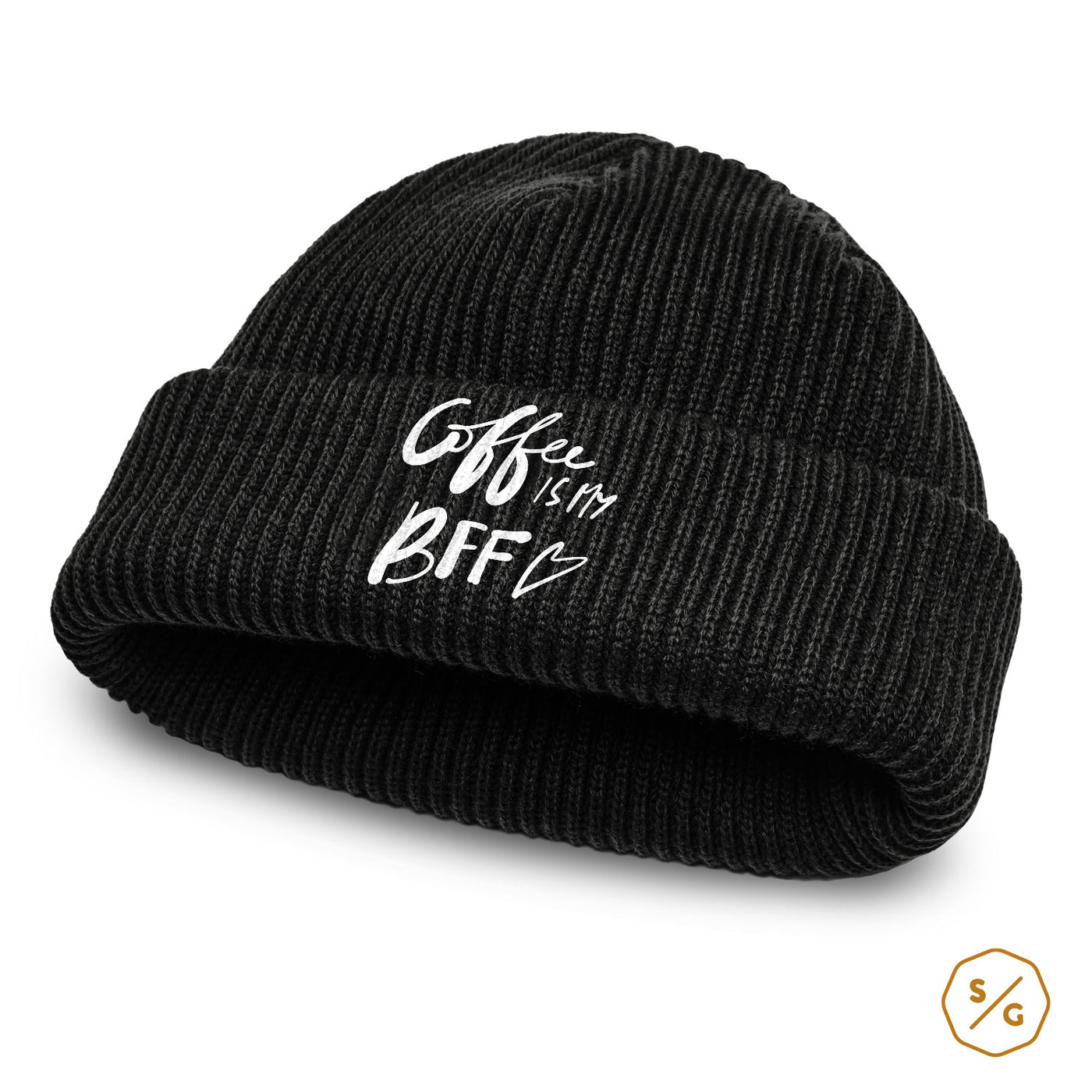 BESTICKTE BEANIE • COFFEE IS MY BFF