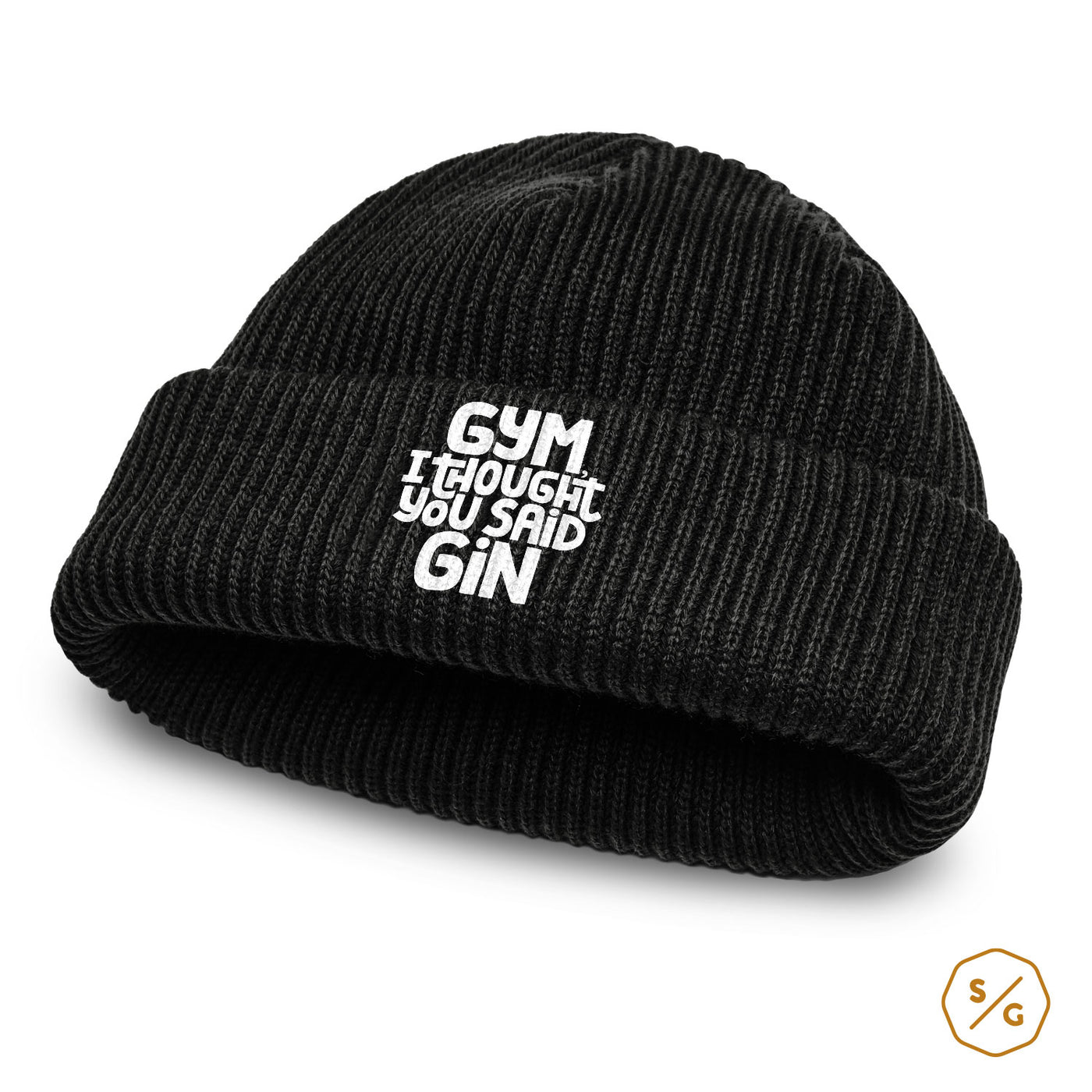 BESTICKTE BEANIE • GYM, I THOUGHT YOU SAID GIN