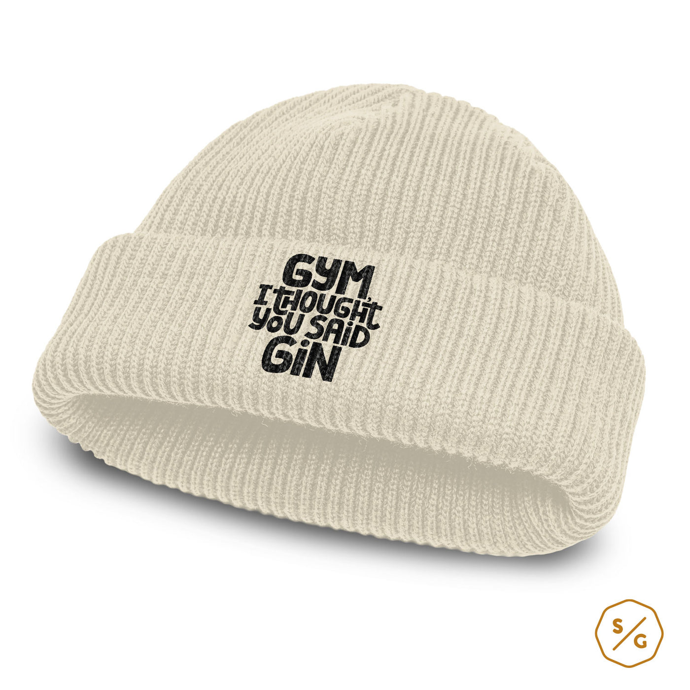 BESTICKTE BEANIE • GYM, I THOUGHT YOU SAID GIN