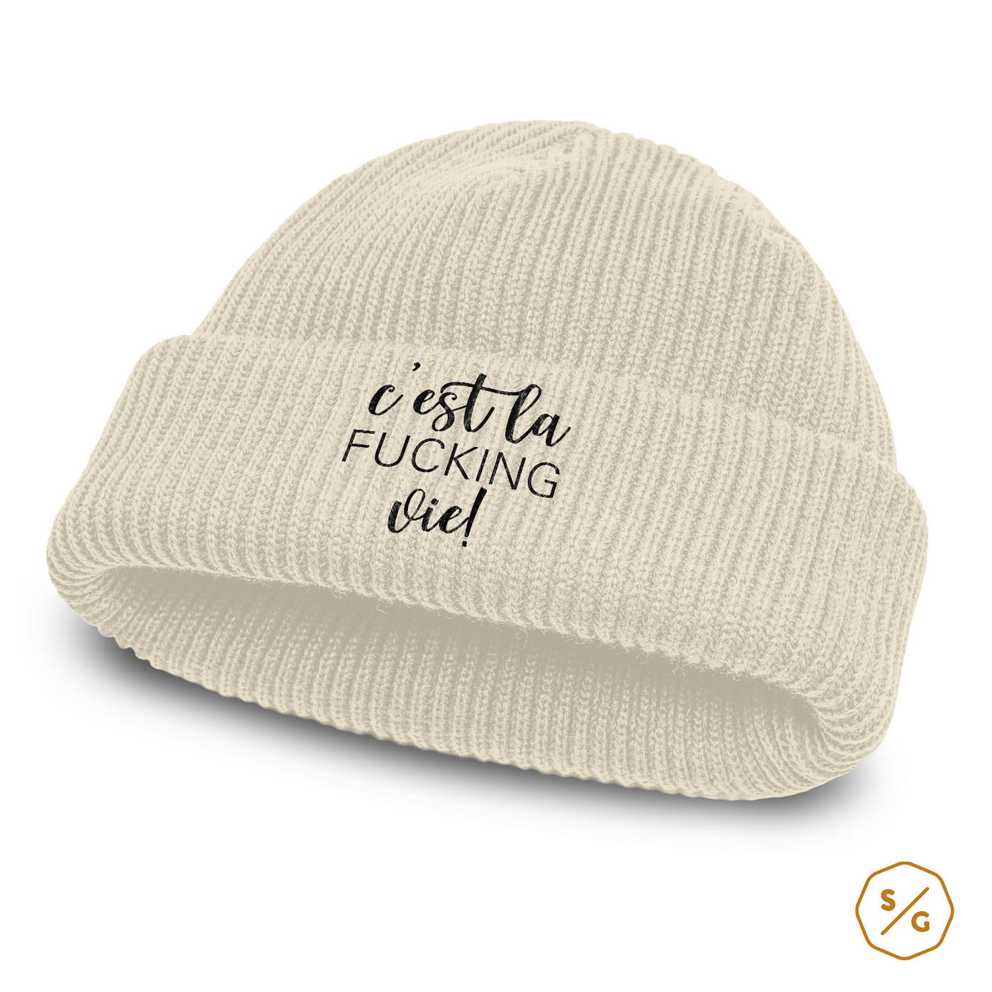 BESTICKTE BEANIE • C'EST LA FUCKING VIE