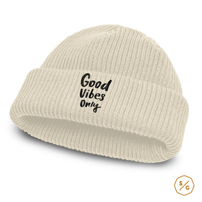 BESTICKTE BEANIE • GOOD VIBES ONLY