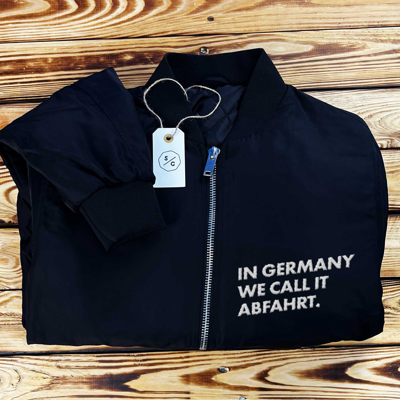 EMBROIDERED BOMBER JACKET • IN GERMANY WE CALL IT ABFAHRT.