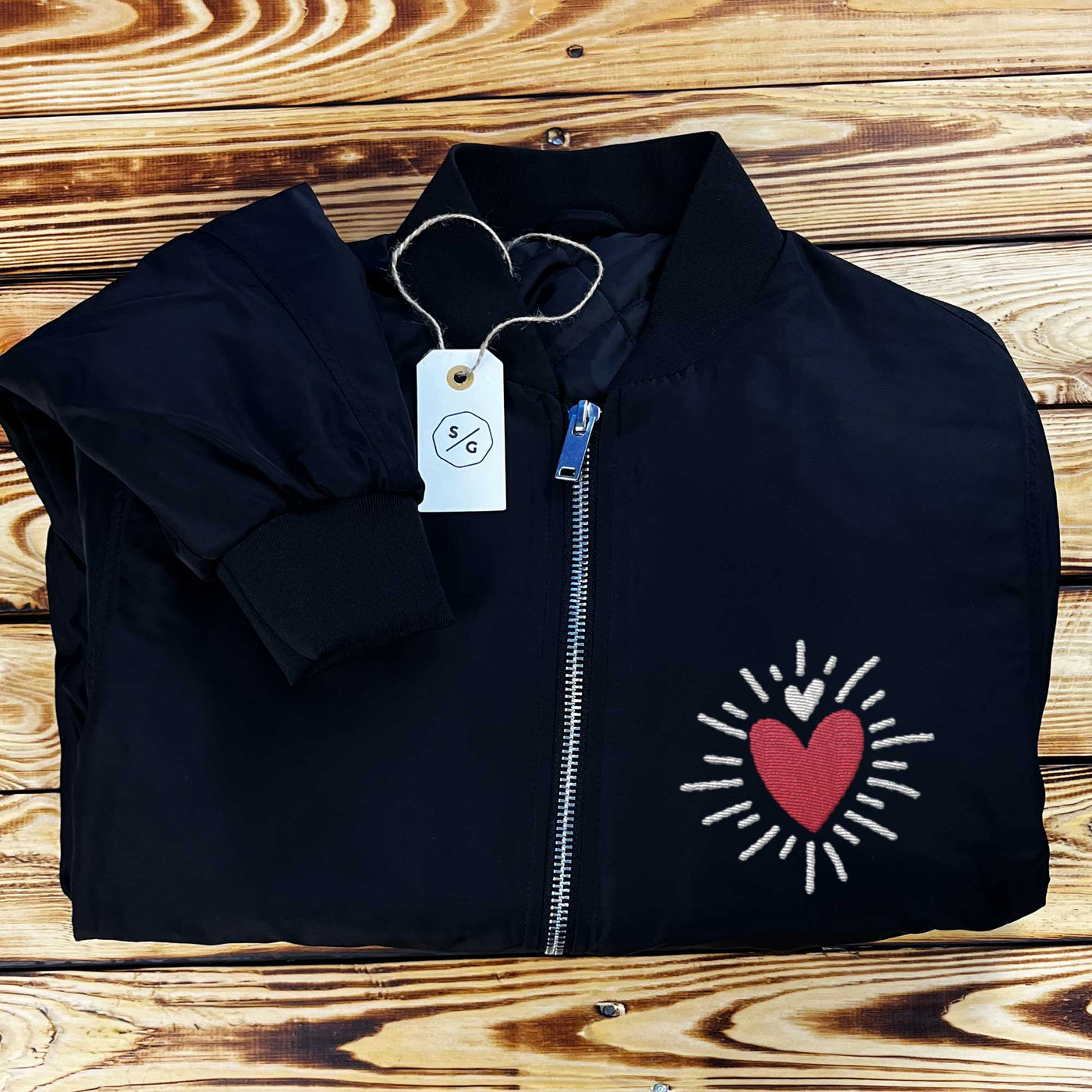 BESTICKTE BOMBER JACKE • SHINING HEART