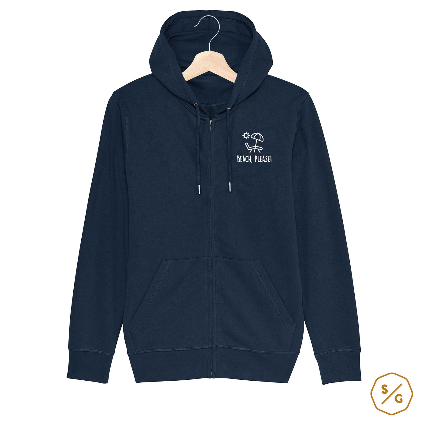 BESTICKTER ZIPPER HOODIE • BEACH, PLEASE