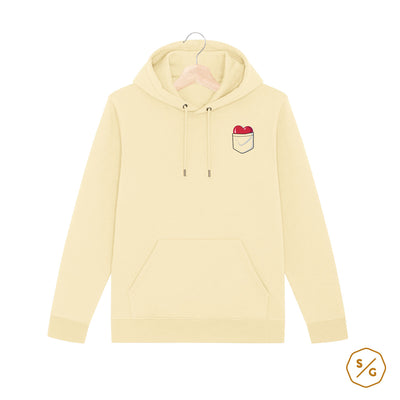 EMBROIDERED HOODIE • HEART IN POCKET