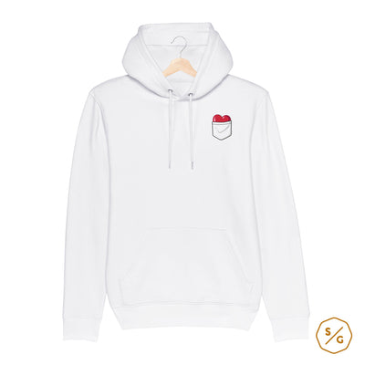 EMBROIDERED HOODIE • HEART IN POCKET