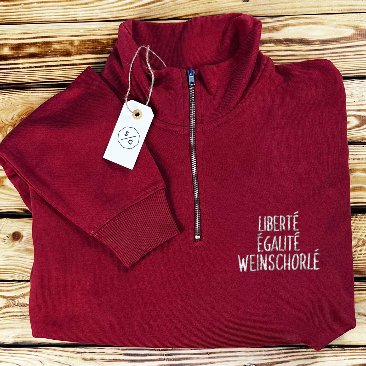 EMBROIDERED HALF-ZIP SWEATER • LIBERTÉ EGALITÉ WEINSCHORLÉ