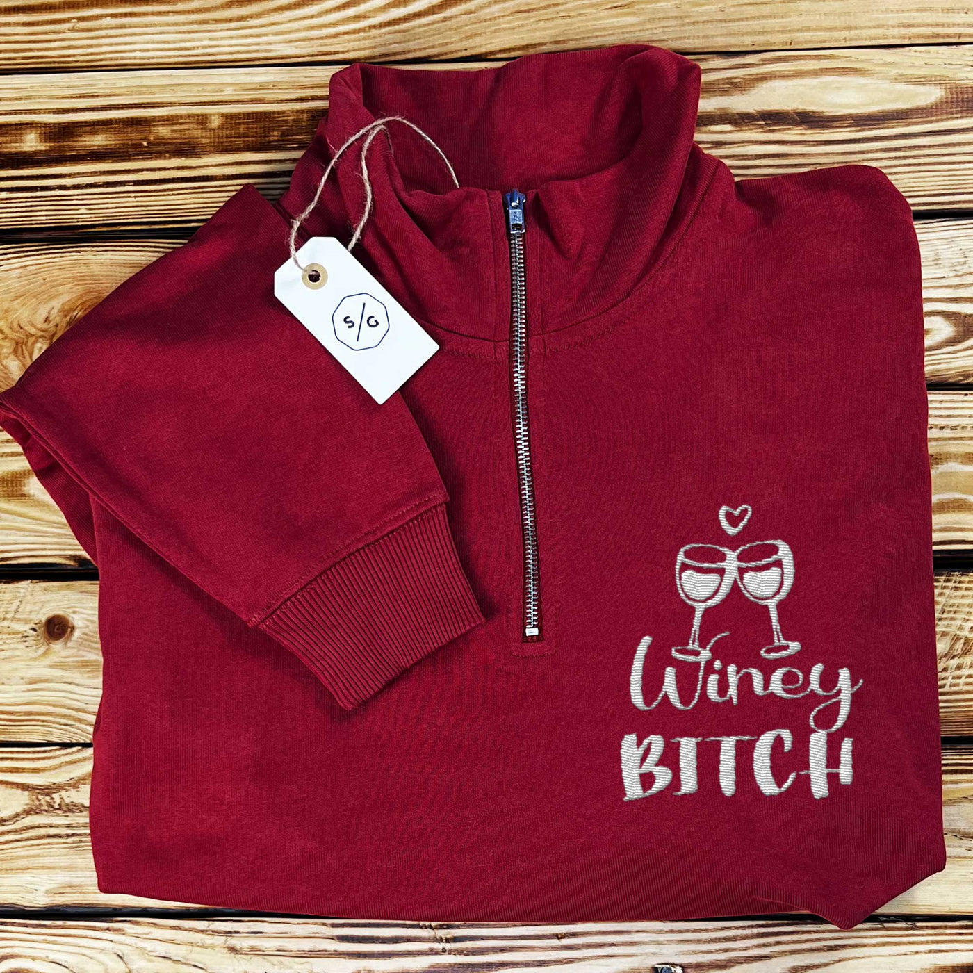 BESTICKTER HALF-ZIP SWEATER • WINEY BITCH