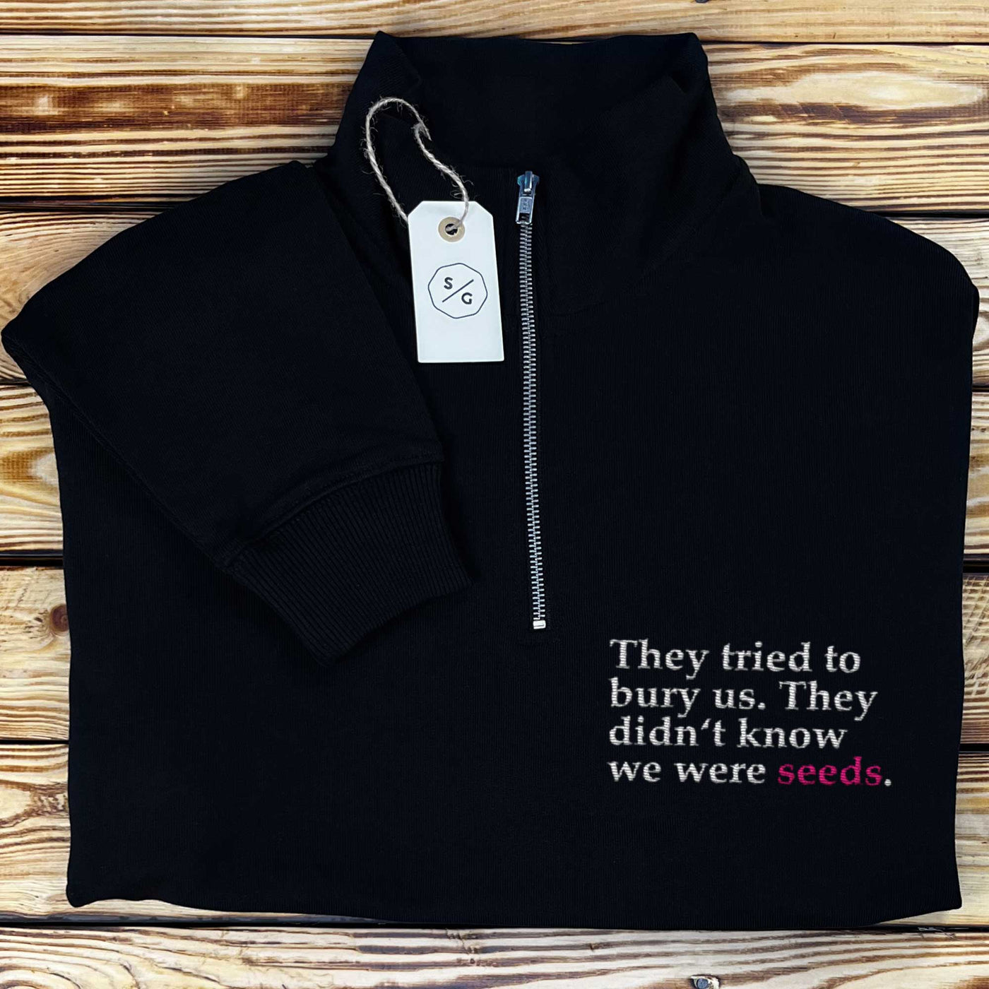 BESTICKTER HALF-ZIP SWEATER • THEY TRIED TO BURY US