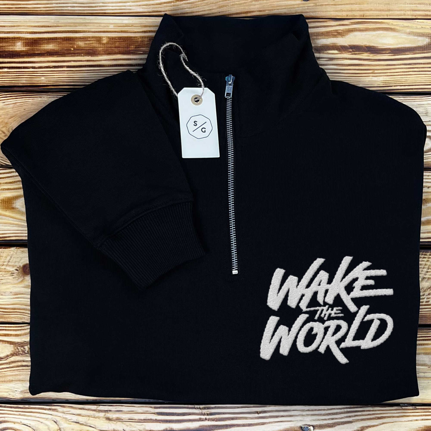 BESTICKTER HALF-ZIP SWEATER • WAKE THE WORLD