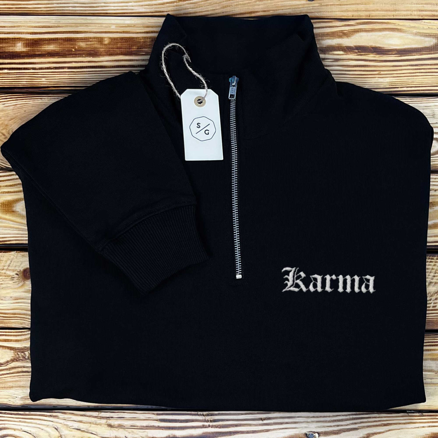 EMBROIDERED HALF-ZIP SWEATER • KARMA