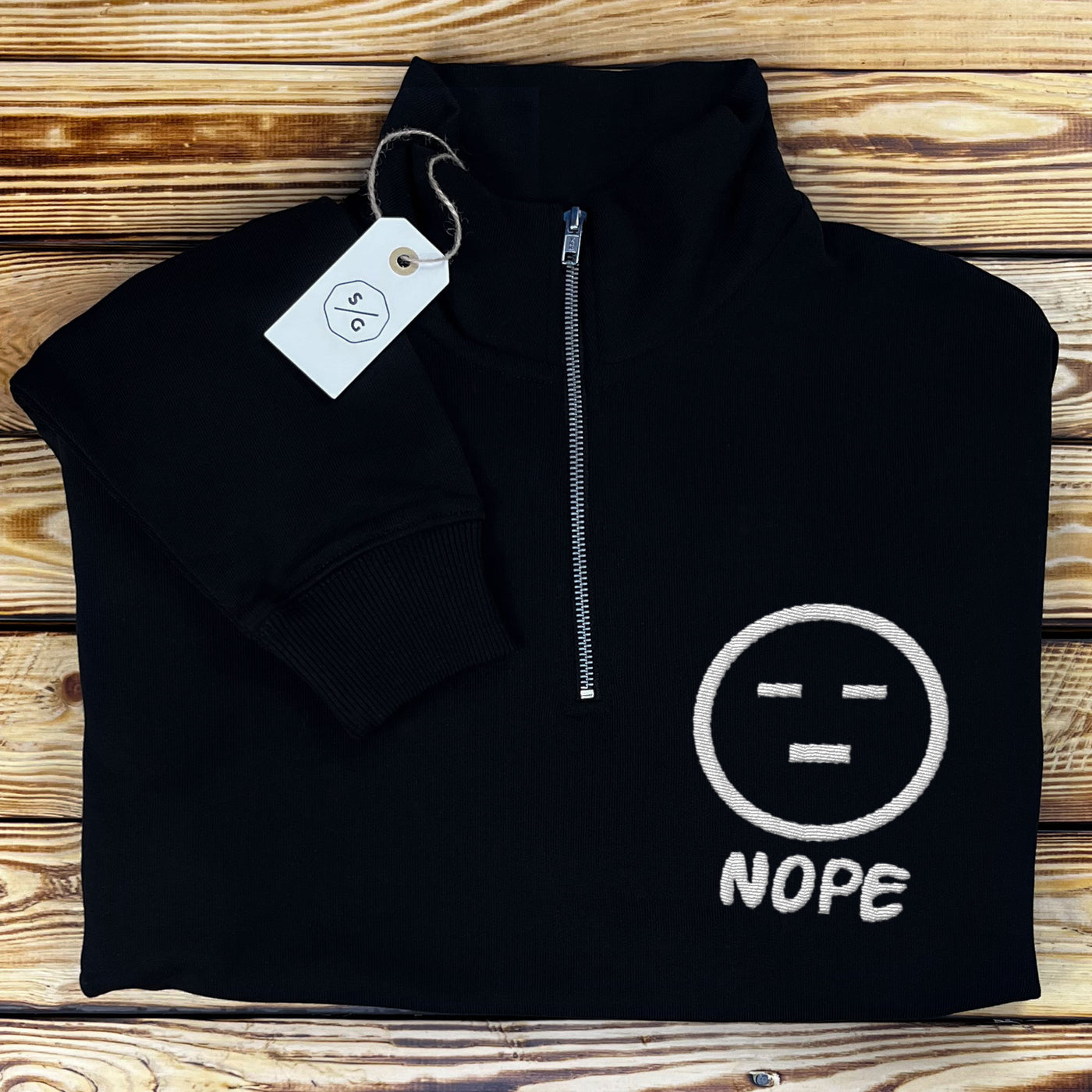 BESTICKTER HALF-ZIP SWEATER • NOPE