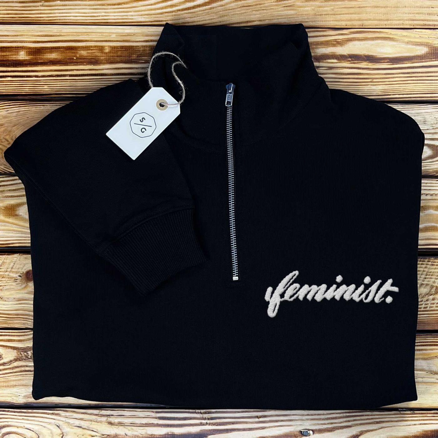 HALF ZIP SWEATER • FEMINIST.