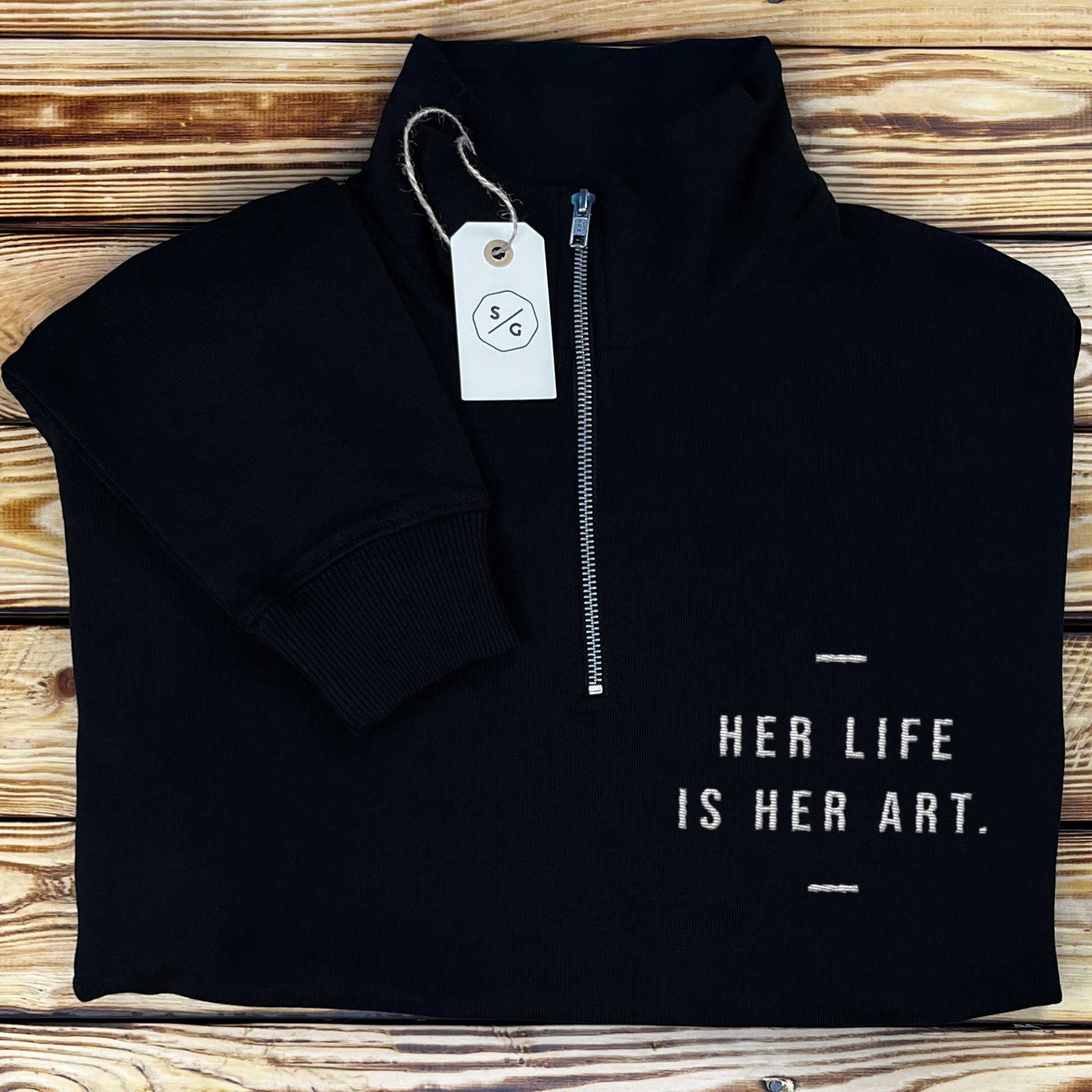 BESTICKTER HALF-ZIP SWEATER • HER LIFE IS HER ART