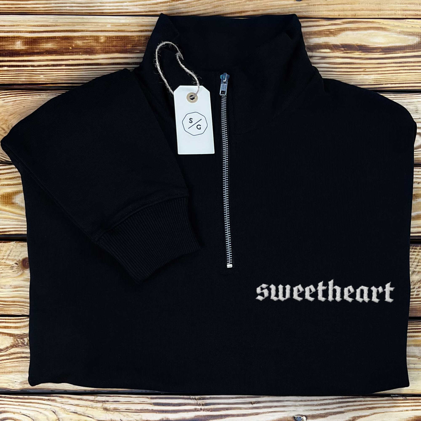 BESTICKTER HALF-ZIP SWEATER • SWEETHEART