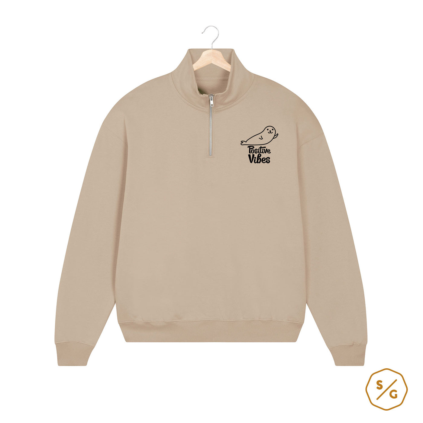 BESTICKTER HALF-ZIP SWEATER • POSITIVE VIBES