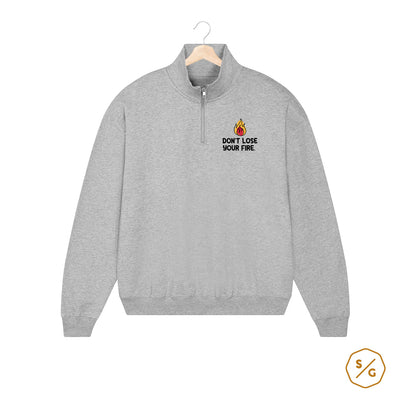 BESTICKTER HALF-ZIP SWEATER • DON´T LOSE YOUR FIRE.