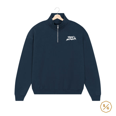 BESTICKTER HALF-ZIP SWEATER • LOGO TUBE & BERGER