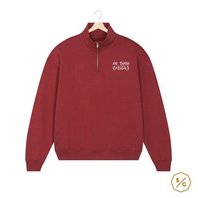 EMBROIDERED HALF-ZIP SWEATER • IN VINO VERITAS