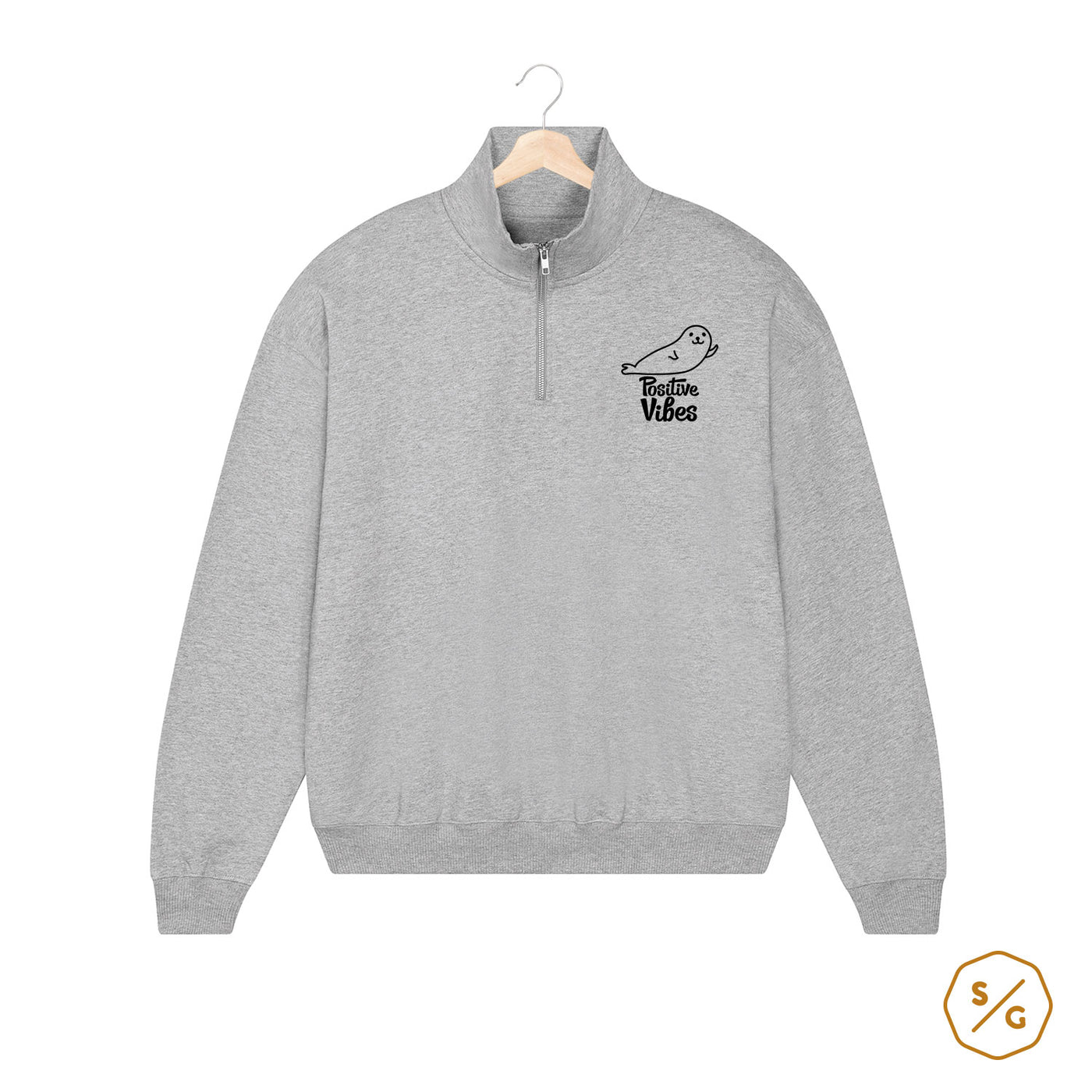 BESTICKTER HALF-ZIP SWEATER • POSITIVE VIBES