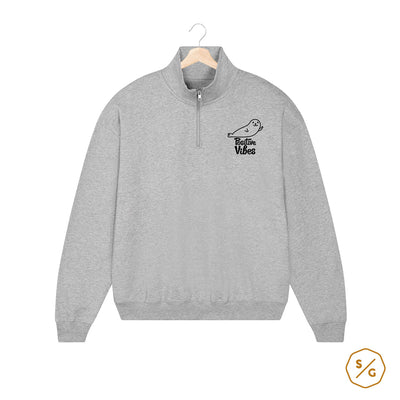 BESTICKTER HALF-ZIP SWEATER • POSITIVE VIBES