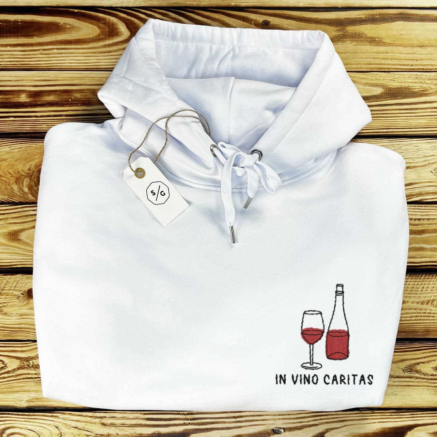 BESTICKTER HOODIE OVERSIZED • IN VINO CARITAS