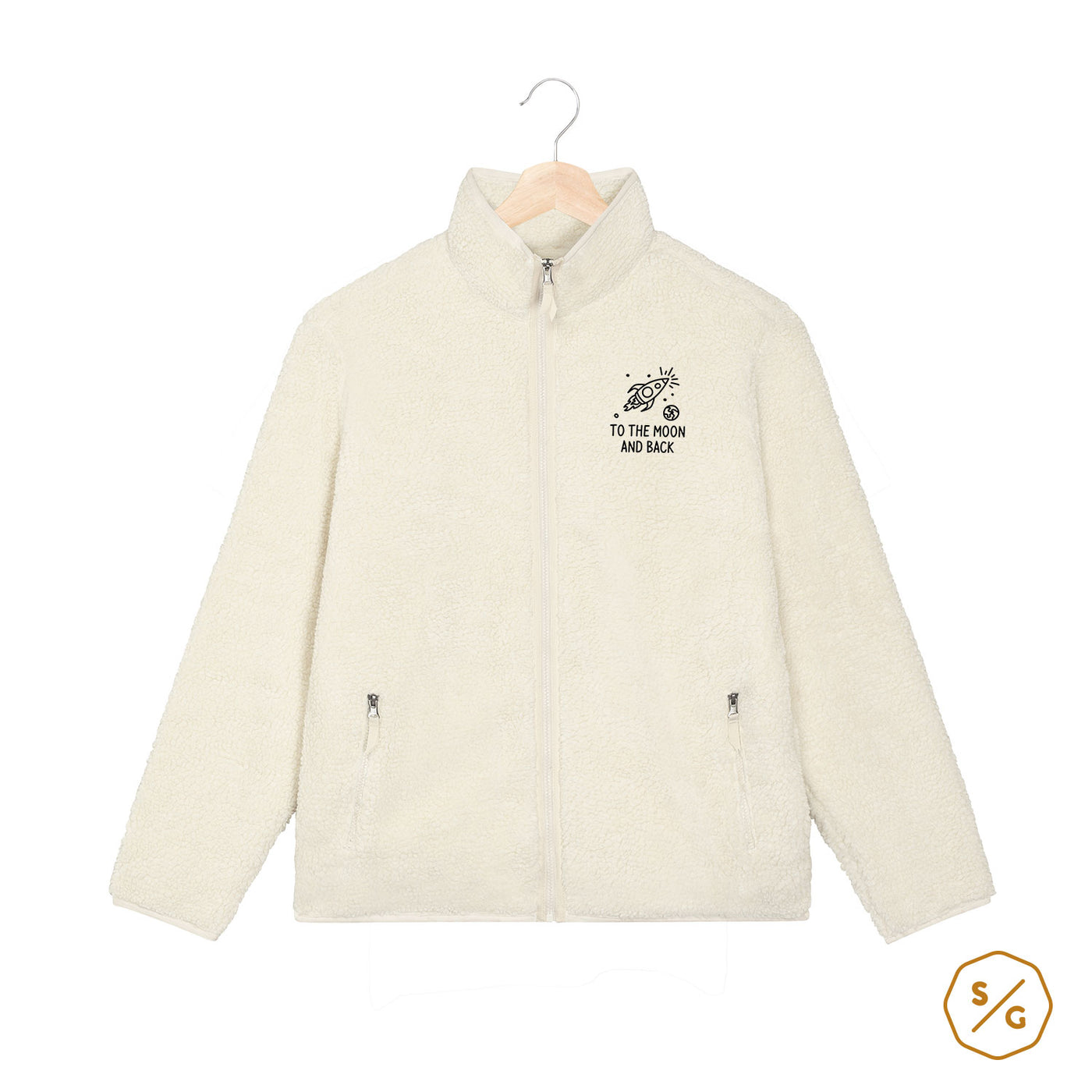 EMBROIDERED SHERPA JACKET • TO THE MOON AND BACK