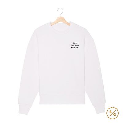 BESTICKTER SWEATER • BITCH YOU DONT KNOW ME.